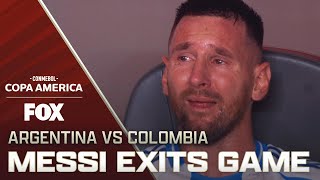 Lionel Messi exits Copa América Final early with injury vs Colombia  FOX Soccer [upl. by Luoar903]