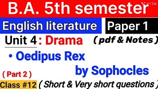 oedipus rex by sophocles  summary  english literature ba 5th semester  unit 4 drama  paper1 [upl. by Bradshaw351]