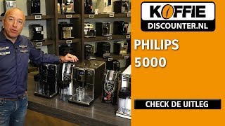 Uitleg Philips 5000 koffie apparaten door Tom Coronel Koffiediscounter Wit zwart en RVS [upl. by Rodgiva]