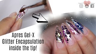 ✨HOW TO USE GLITTER INSIDE APRES GELX TIPS  ENCAPSULATED GLASS GLITTER NAILS✨ [upl. by Esele]