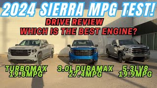 2024 GMC Sierra 1500 Drive review and MPG comparison Turbomax vs 30l diesel vs 53l V8 Which wins [upl. by Nerti]