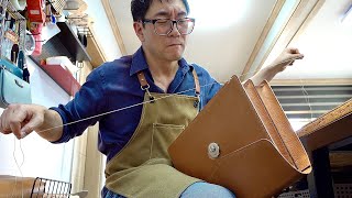 Awesome Leather Bag Craftsman’s Process of Making Classic Leather Briefcase for Gentleman [upl. by Alejoa274]