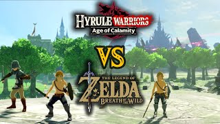 Synced COMPARISON Age of Calamity VS Breath of the Wild in Zelda Hyrule Warriors [upl. by Adyl]