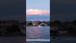 Stunning Sunset on the Tampa Bay with a Boat Cruising by from the Bow of a Yacht youtubeshorts [upl. by Laohcin373]