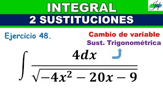 INTEGRAL ∫4dx√4x220x9 sustitución trigonométrica [upl. by Assyn]