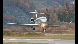 Challenger 350 landing in Samedan [upl. by Annaes185]