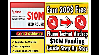 PLUME TESTNET AIRDROP EARN MILES STEP BY STEP GUIDE EARN 200 CRYPTO AIRDROP [upl. by Ablasor630]