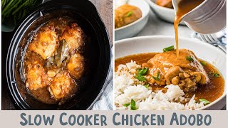 Slow Cooker Chicken Adobo The EASIEST way to make chicken adobo [upl. by Suoivart]