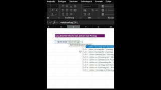 Datum von Montag aus aktuellen Woche🔥 exceltips exceltricks excel exceltutorial microsoftexcel [upl. by Chaudoin]