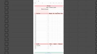 Workout Planner Spreadsheet for Google Sheets and Excel shorts workout [upl. by Assenahs404]