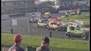 Skegness raceway Brisca F1 stock cars Grand national 81023 [upl. by Arny697]