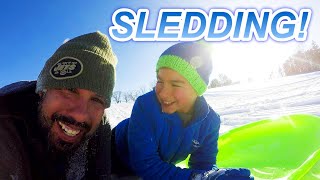 Father and Son Sledding in Chestnut Ridge park Buffalo NY Sledding in Buffalo NY [upl. by Sorac]