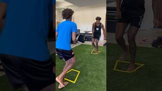 Jalen Green lil bro Aj Johnson work on lower leg plyometrics and strength with hopping and ISO holds [upl. by Kelley392]