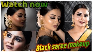 Black Saree Makeup Look  Party makeup  INDN WEDDING GUEST MAKEUP TUTORIAL  Smokey Eye [upl. by Diba]