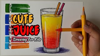 Cute Juice Glass Drawing  Drawing For Kids [upl. by Boyden]