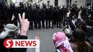 Gaza protest in Paris sees tense standoff with Israel supporters [upl. by Yentrok536]