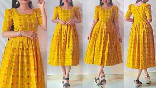 Casual wear cotton kurti dress cutting amp stitching just 10 minutes  Ikat dress stitching  kannada [upl. by Macomber993]