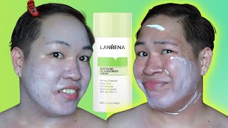 LANBENA WHITENING UV SUNSCREEN CREAM REVIEW  GRABE MALALANG WHITE CAST TO [upl. by Skolnik]