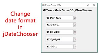 How to change date format in jdatechooser Simple Date Format Java  Java Tutorials For Beginners [upl. by Seidule]