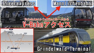 Grindelwald Terminal駅ホームからV Bahn乗り場アクセス [upl. by Seaden]