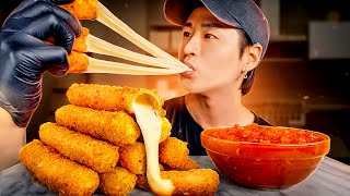 ASMR MOZZARELLA CHEESE STICKS MUKBANG 먹방  COOKING amp EATING SOUNDS  Zach Choi ASMR [upl. by Lletnahs]