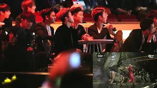 Fancam 151202 BTS iKON REACTION TO CL Hello Bitches Ver 1  2015 MAMA Awards 직캠 [upl. by Ennovyahs]