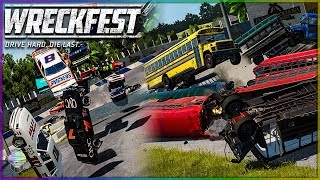 THIS IS ABSOLUTE MADNESS  Wreckfest  NASCAR LegendsSchool Busses  Stockton Figure 8 [upl. by Acinomal]