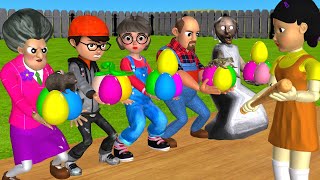 Scary Teacher 3D vs Squid Game Challenge Who Faster Catch Eggs 5 Times Miss T vs 3 Neighbor Loser [upl. by Henderson]