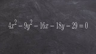 How to write a hyperbola in vertex form and determine the center vertices and foci [upl. by Susej]