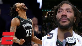 Derrick Rose scores 50 vs Jazz gets emotional in postgame interview  NBA Highlights [upl. by Lokin]