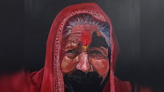 Hyper Realistic Portrait Of Old Woman With Black Paper part2 portrait oldwomanportrait painting [upl. by Swainson]