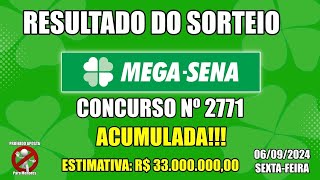 🍀 Resultado do Sorteio da Mega Sena Concurso 2771  06092024 Loterias Caixa [upl. by Niryt]