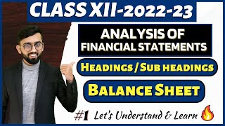 Analysis of Financial Statements Class 12 Accounts  Balance Sheet Headings amp Sub Headings [upl. by Ayamahs]