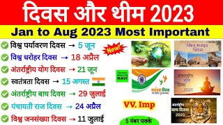 Days and Themes 2023  January to August 2023  Last 8 month divas aur theme 2023  Current Affairs [upl. by Congdon]