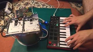 Playing with floppy disk drives USB MIDI host Teensy 31 [upl. by Suired]