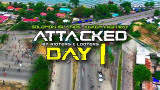 Solomon Islands  DAY 1 Rioters amp Looters attacked Kukum Highway Drone Footage [upl. by Llerdnam]