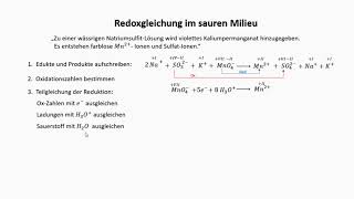 Redoxgleichungen Teil 2 Reaktionen im sauren Milieu [upl. by Cormac940]