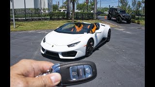 Lamborghini Huracan Spyder RIDE LOUD Accelerations Downshifts Interior Exterior at Lamborghini Miami [upl. by Bonilla966]