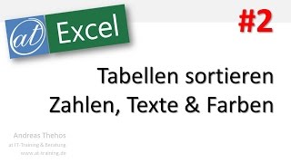 Excel  Intelligente Tabellen  Teil 02  Sortierung [upl. by Rumery]