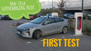 How to charge nonTesla EVs on a Tesla supercharger Test with a Hyundai ioniq [upl. by Mansur344]