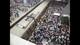 Beijing Subway Line 13 morning rush hour  just a little crowded [upl. by Alroy463]