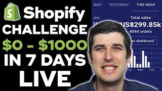 Day 1 SHOPIFY CHALLENGE NEW STORE FROM 0 TO 1000 IN 7 DAYS STEPBYSTEP  SHOPIFY CASE STUDY [upl. by Irme]