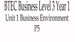 BTEC Business Level 3 Year 1 Unit 1 Business Environment P5 [upl. by Dauf]