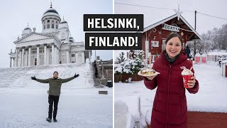 Were in FINLAND 🇫🇮 Helsinki FOOD  city tour in the WINTER [upl. by Eybba]