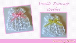 Vestido crochet souvenir  recuerdo para baby shower y bautizos [upl. by Eisdnil]