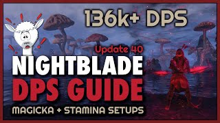 Nightblade DPS Guide  136k DPS Setups  Magicka amp Stamina Builds  Update 40 ESO [upl. by Vale]