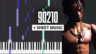 90210  Travis Scott  Piano Tutorial  Sheet Music amp MIDI [upl. by Nelg]