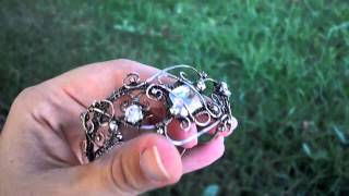 Mercury Mist Azotic Topaz Silver wire wrapped Cuff Bracelet [upl. by Tichonn]