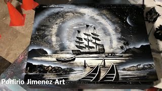 Pirate Ship Spray Paint Art Tutorial For Beginner by Porfirio Jimenez [upl. by Ajnek508]