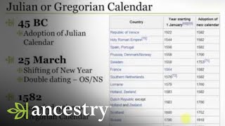 Double Dating Julian Calendar or Gregorian Calendar  Ancestry [upl. by Reiniar]